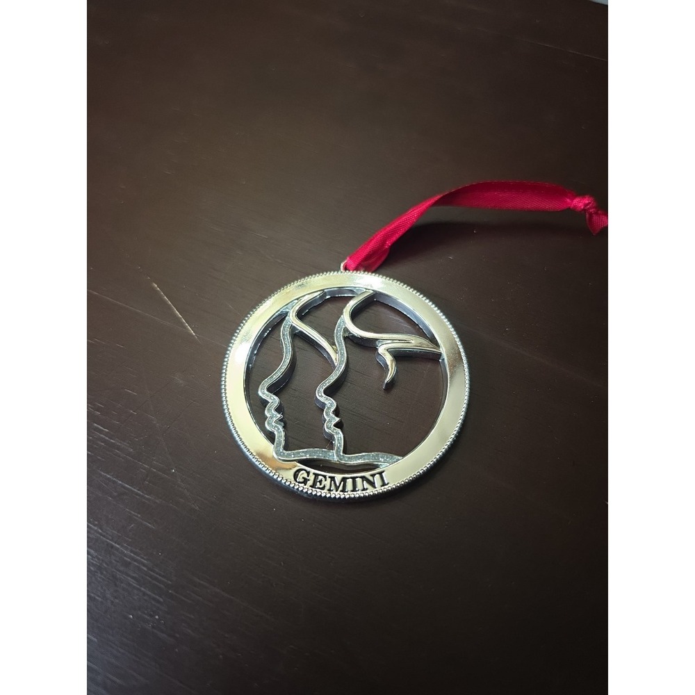 GEMINI~HARVEY LEWIS SILVER CHRISTMAS ORNAMENT~ZODIAC‎ SIGN~HOROSCOPE~